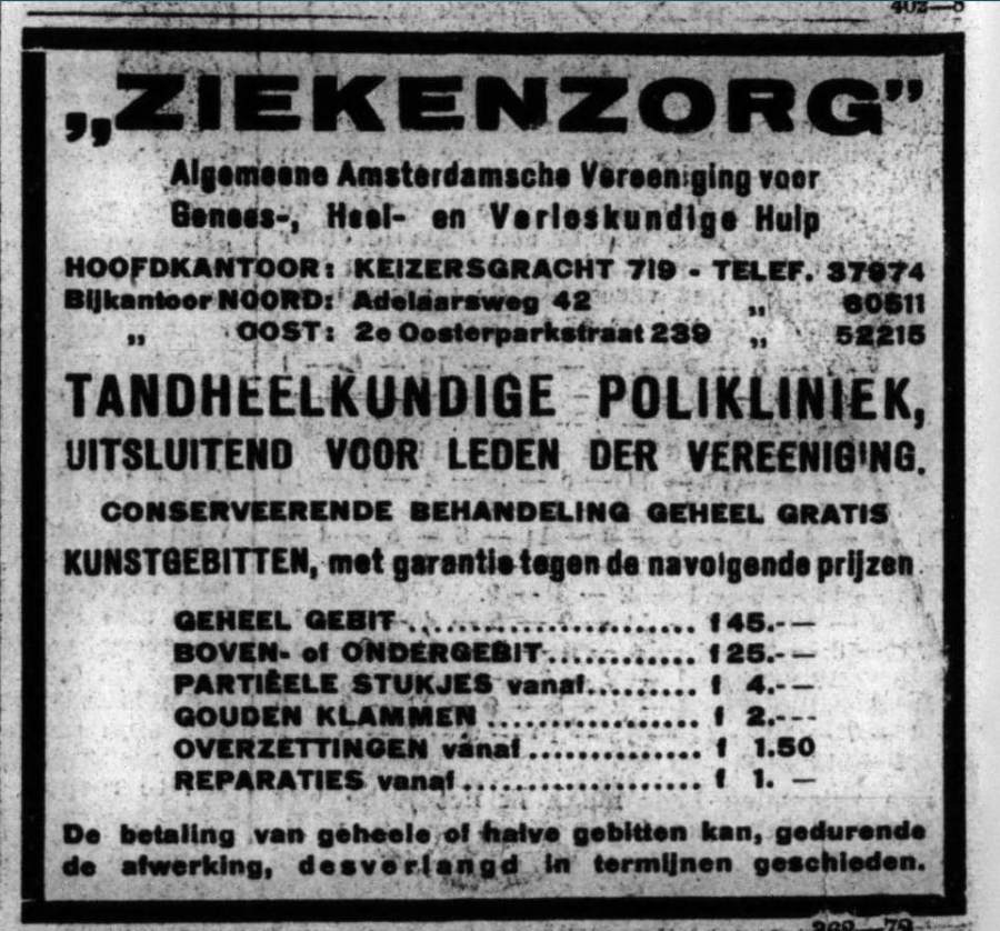 Keizersgracht 719 Reclame Het Volk 22-11-1930