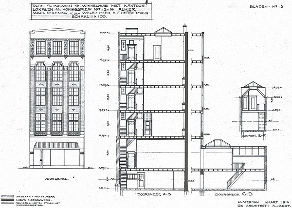 1914 bouw winkel Jacot gevel