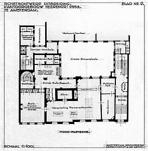 Herengracht 255, tekening uit 1931, samengevoegde panden