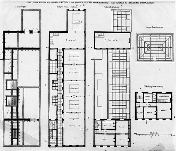 Keizersgracht 036 - 38 Bouwtekening school 1873 doorsn SAA