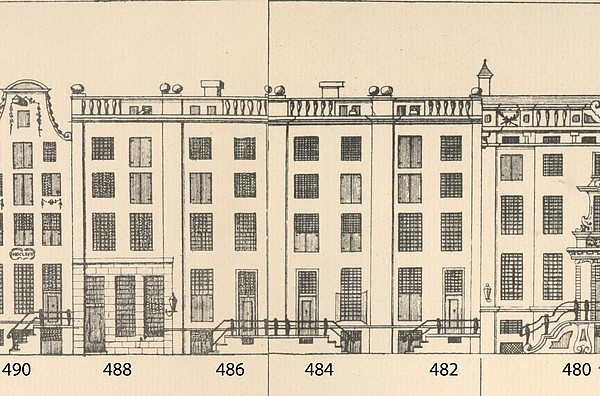 Herengracht 482 - 488, tekening Caspar Philips