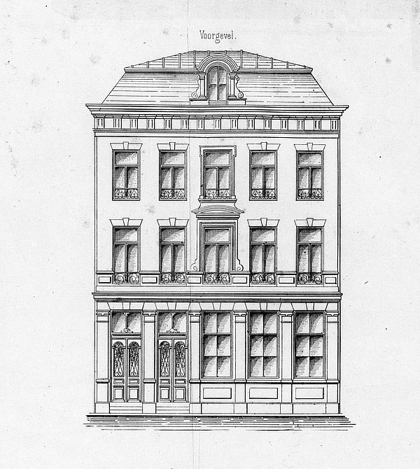 Keizersgracht 036 - 38 Bouwtekening school 1873 deel aanz SAA