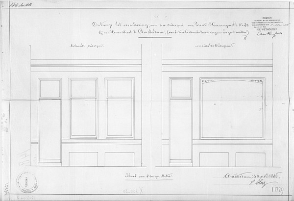 Herengracht 080 bouwtekening 1886 onderpui SAA