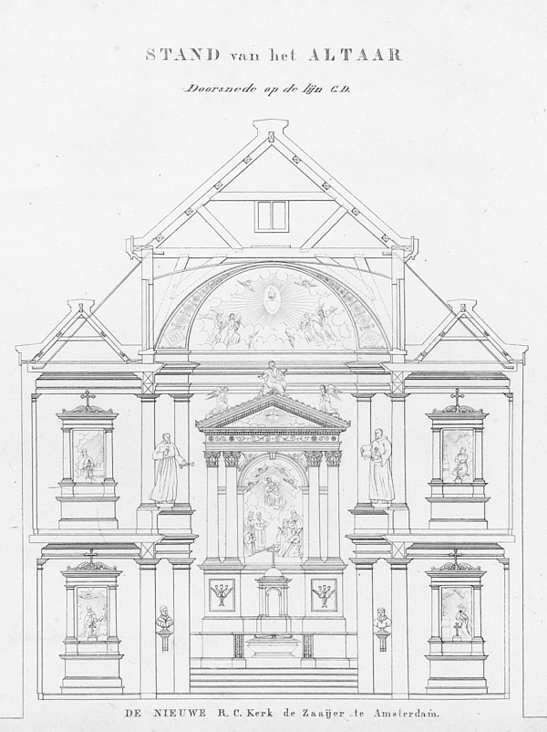 Keizersgracht 022 Tekening 1836 Straaten aanz en altaar SAA