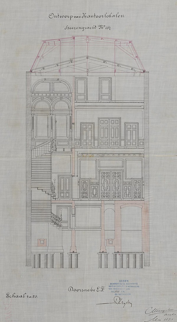 Herengracht 237 1881 bouwtekening doorsneden 2 PA