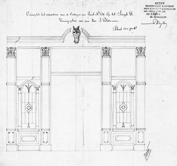 Singel 470 Bouwtekening onderpui 1881 Polderman SAA