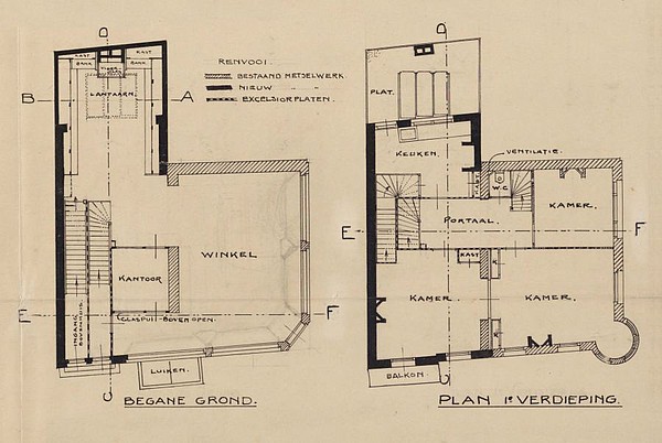 Keizersgracht 707-709 plat grond 2 1912 Tholens SAA