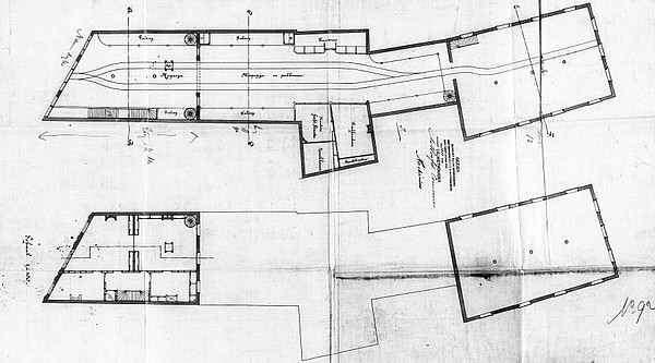 Nieuwendijk 188-190 Magazijn tekening platte grond 1885 SAA