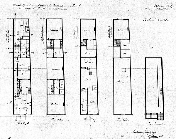 Keizersgracht 183 1922 platte grond bestaand PA