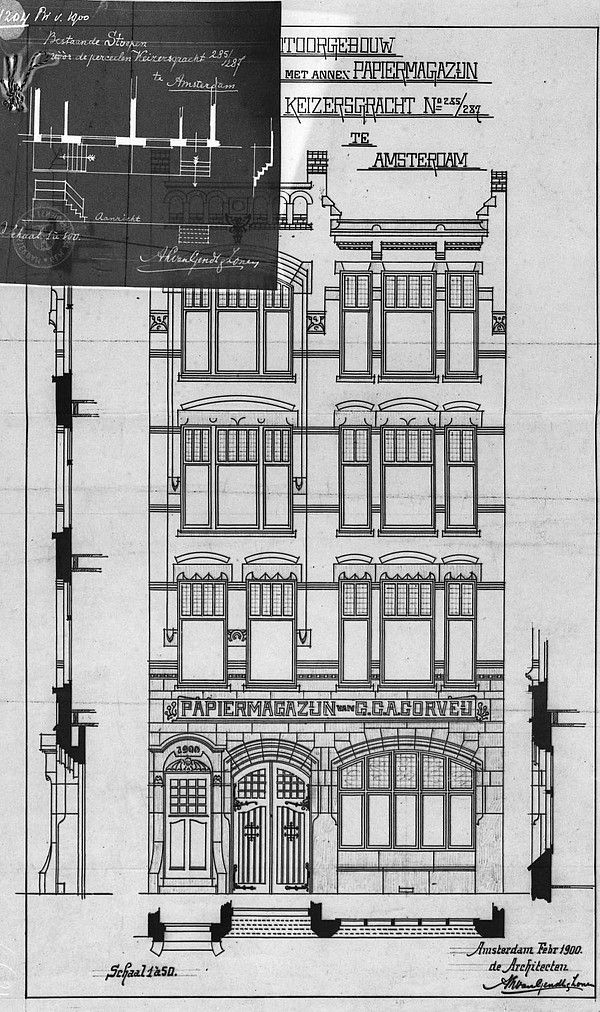 Keizersgracht 285-287 bouwtekening voorzijde 1900 van Gendt SAA