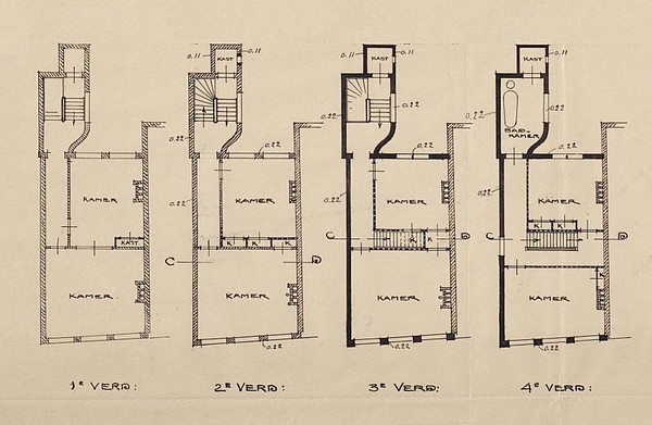 Keizersgracht 707 plattegrond 1912 Tholen SAA