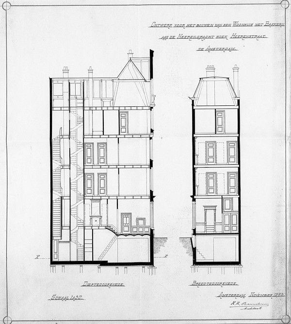 Herengracht 080 - Herenstraat 2 1896 doorsnede SAA