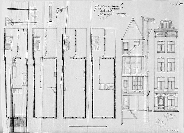 Herengracht 583 Ontwerp voorgevel 1870 SAA