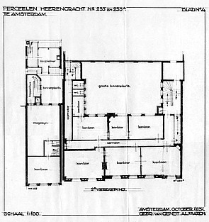 Herengracht 255, tekening uit 1931, bestaande toestand