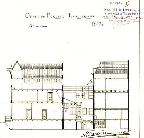 Herengracht 074 oorspr doorsnede 1902 PA