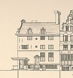 Hoek Keizersgracht 97 en Herenstraat 41, Tekening Caspar Philips