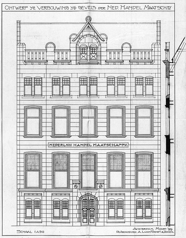 Herengracht 466 1890 bouwtekening voorzijde Gendt SAA