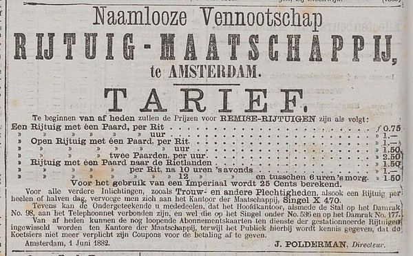 Singel 470 1882 tarieven Het nieuws van den dag 01-06-1882