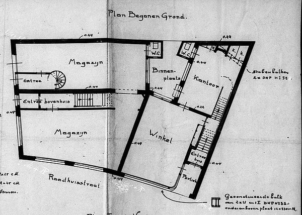 Keizersgracht 185-Raadhuisstraat 52 bouwtekening 1902 3B SAA