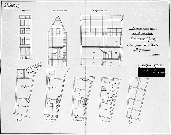 Koningsplein 10 bouwtekening org toestand 1901 SAA