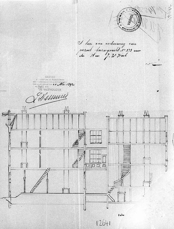 Keizersgracht 273-273a 1892 bouwtekening Wark SAA 2