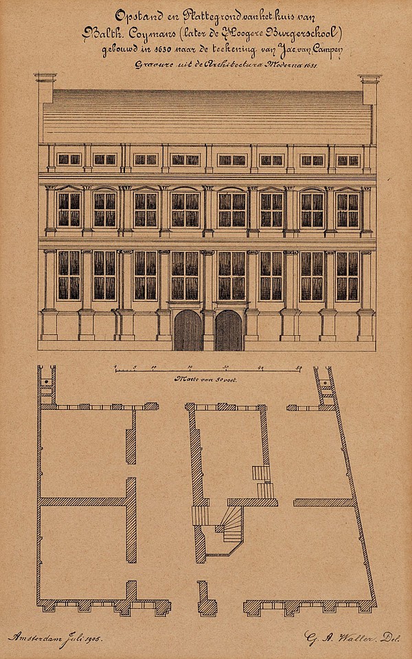 Keizersgracht 177 Tekening Jacob van Campen Moderna 1905 SAA