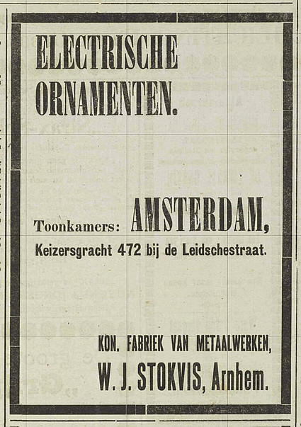 Keizersgracht 472 Reclame Stokvis 1913