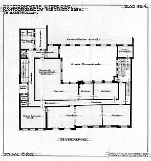 Herengracht 255, tekening uit 1931, samengevoegde panden