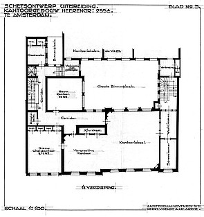 Herengracht 255, tekening uit 1931, samengevoegde panden