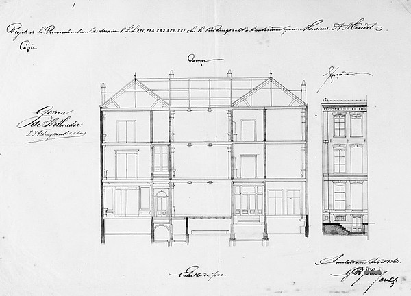 Keizersgracht 187-189 Bouwtekening aanzicht 1864 SAA