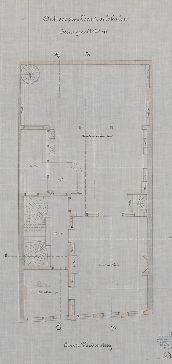 Herengracht 237 1881 bouwtekening eerste PA