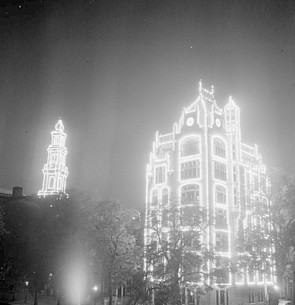 Keizersgracht 174-176 Foto van het gebouw verlicht