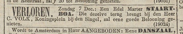 Koningsplein 02 1851 verloren C Volk  Algemeen Handelsblad 09-12-1851