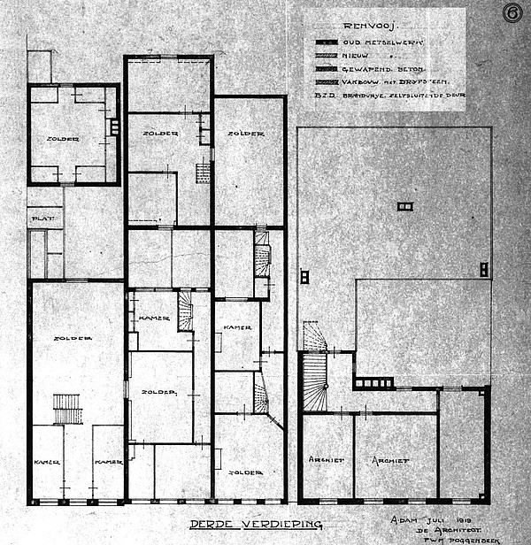 Keizersgracht 271 - 273 - 275 plattegr 2e-3e nw 1919 zw 3e