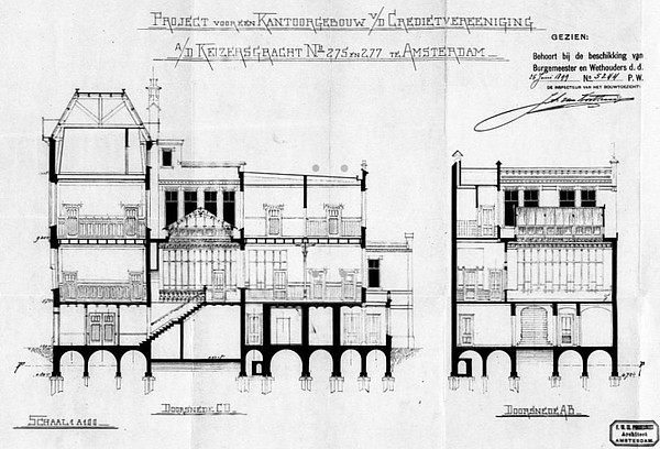 Keizersgracht 275-277 tekening 1899