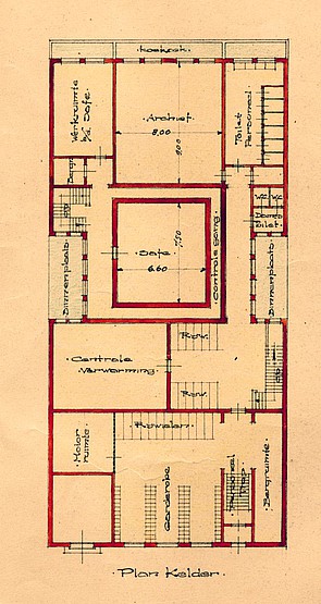 Ontwerp uit februari 1916, kelder