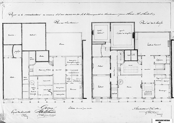 Keizersgracht 187-189 verbouwen plattegrond 1864 SAA