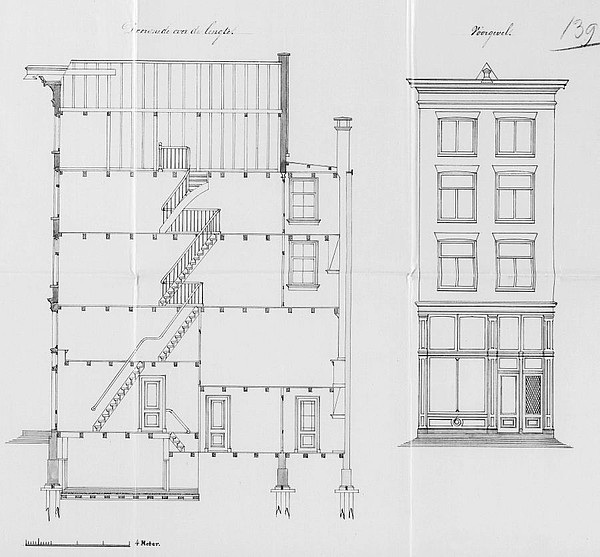 Singel 474 Bouwtekening Oort 1874 2 SAA