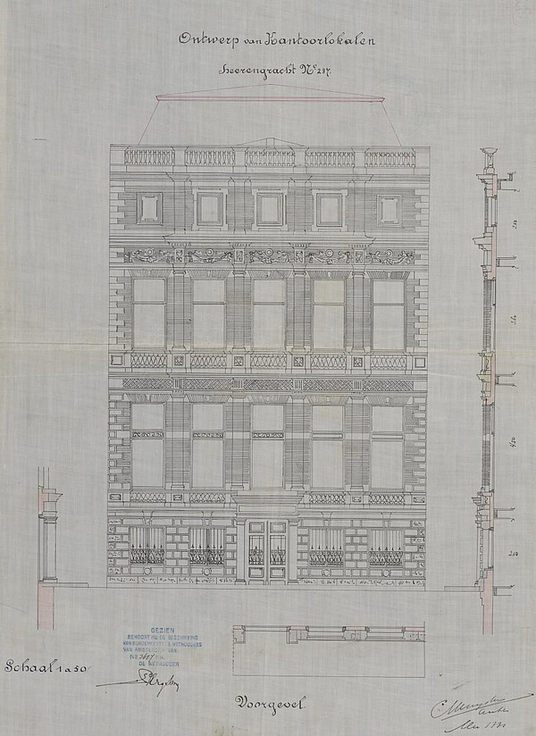 Herengracht 237 1881 bouwtekening gevel PA