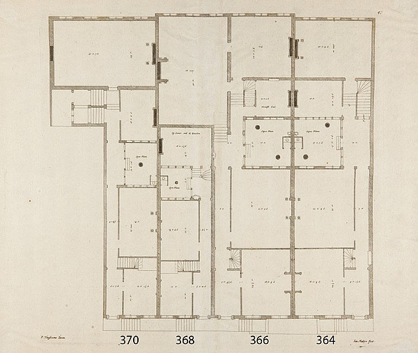 Herengracht 364-370 plattegrond parterre Vingboons