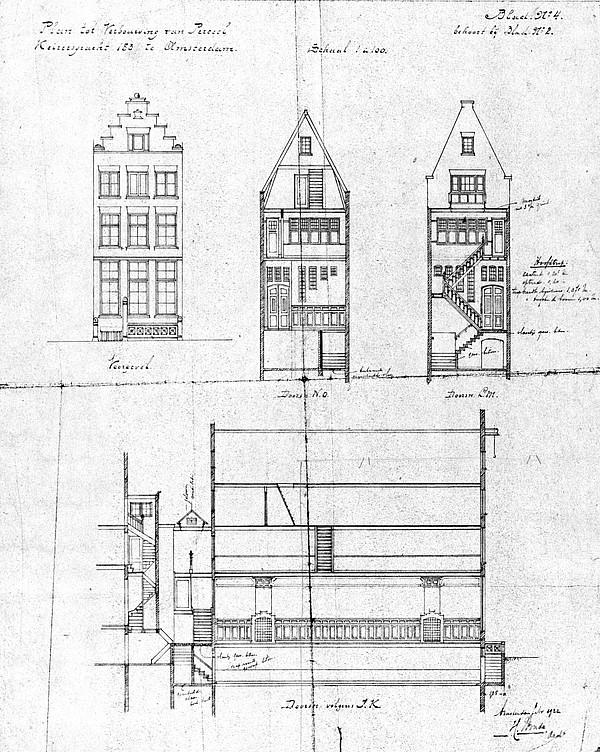 Keizersgracht 183 1922 nieuwe situatie PA