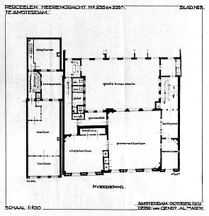 Herengracht 255, tekening uit 1931, bestaande toestand