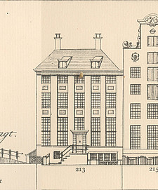 Herengracht 213 ,tekening Caspar Philips