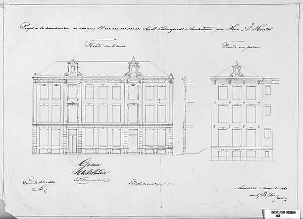 Keizersgracht 187-189 ontwerptek 1864 SAA