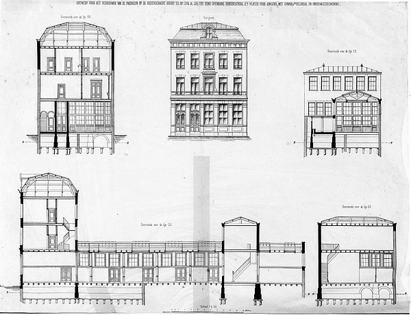 Keizersgracht 036 - 38 Bouwtekening school 1873 aanz SAA