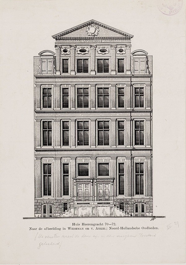 Herengracht 070 - 72  tekening pand