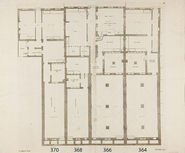 Herengracht 364-370 plattegrond souterrain, Vingboons