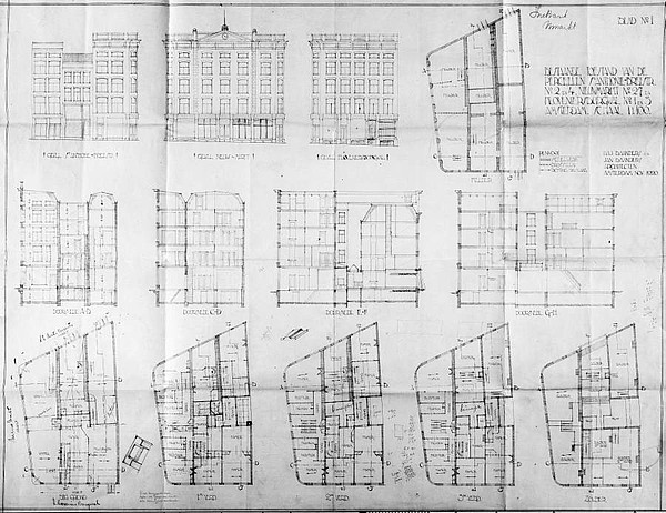 Kloveniersburgwal 001-3 Bouwtekening bestaande 1920 SAA