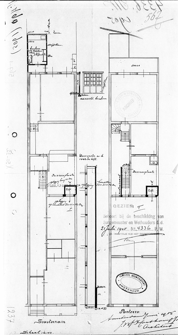 Herengracht 070 bouwtek Hartekamp 1905 SAA