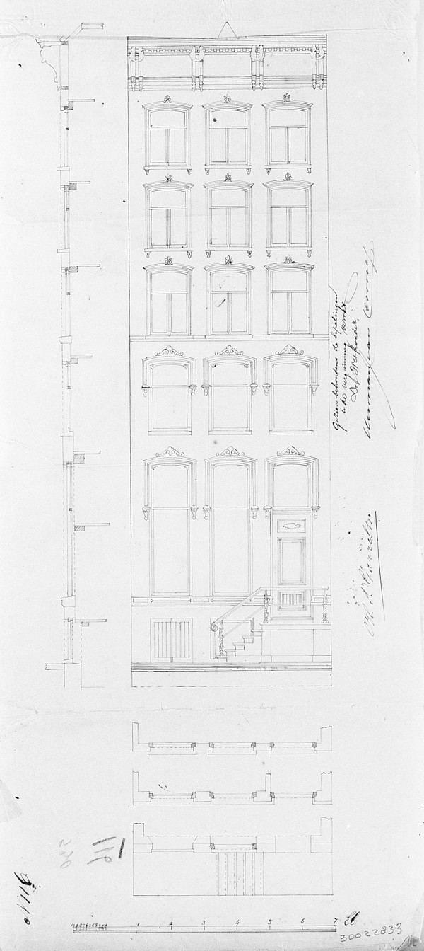 Herengracht 259, aanzicht, ontwerptekening van Cornelis Outshoorn